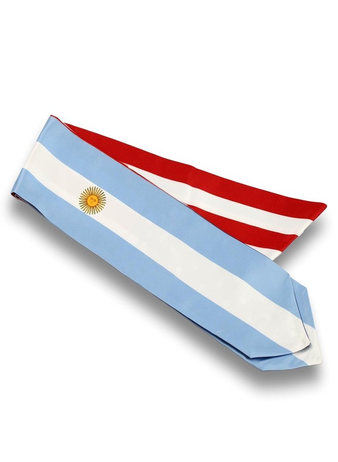 LLBFHH USA And Argentina Flag Graduation Stole, Satin Embroidery Graduation Sash for International Students, 72 Inch Length. - Image 2